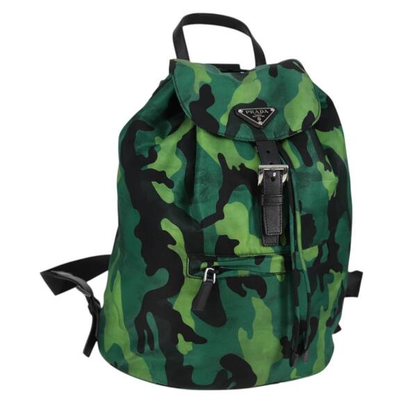 PRADA Backpack Nylon Green Silver - Picture 1 of 10